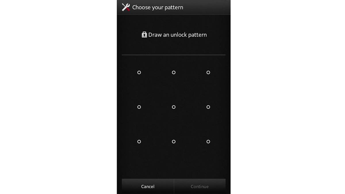 screenshot of an unlock pattern screen