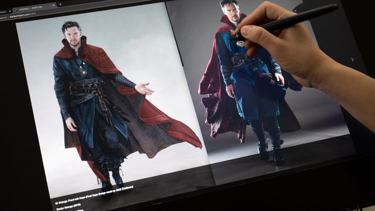 A close up of Dr. Strange sketches on a tablet