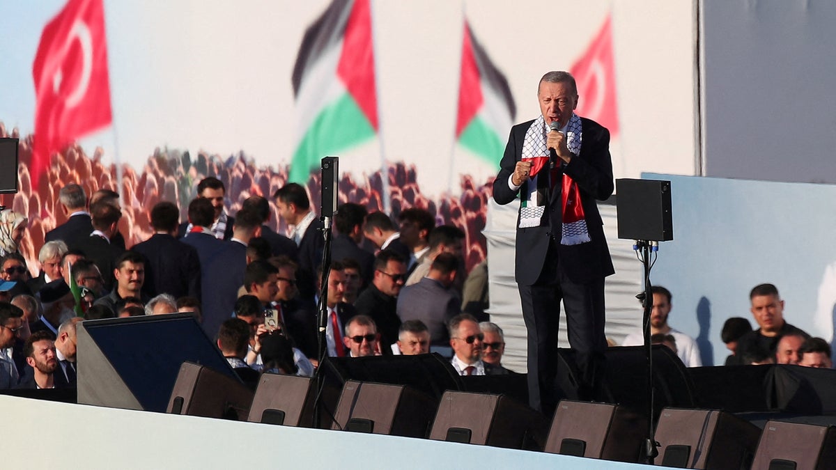 Erdogan addresses crowd